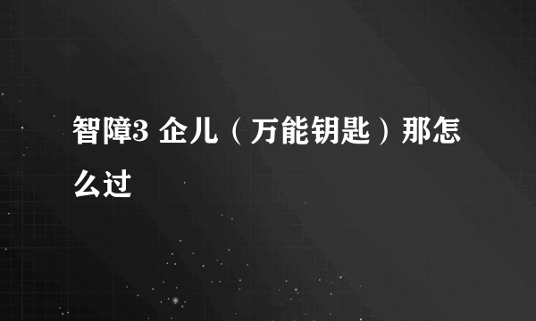 智障3 企儿（万能钥匙）那怎么过