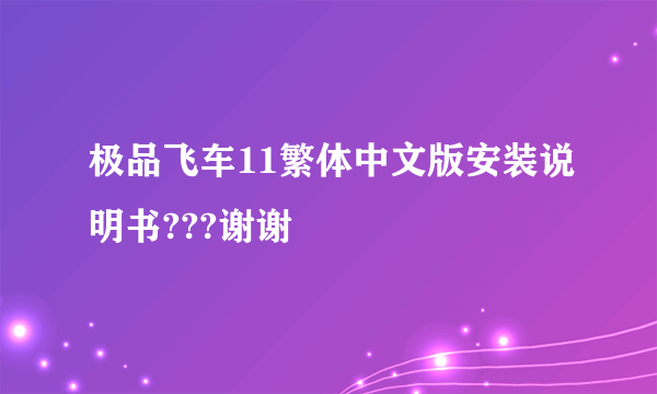 极品飞车11繁体中文版安装说明书???谢谢