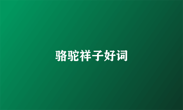骆驼祥子好词