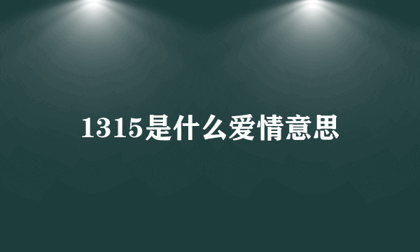 1315是什么爱情意思