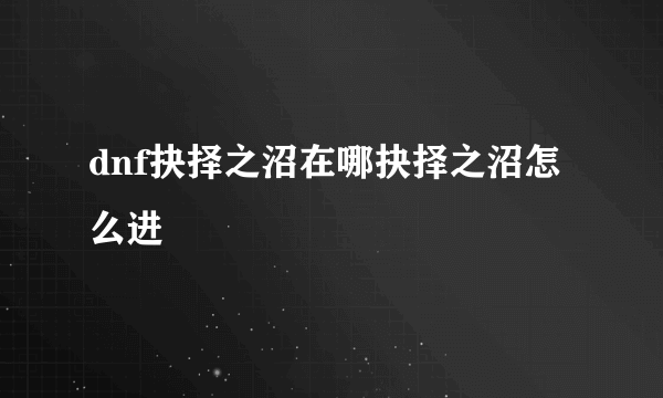 dnf抉择之沼在哪抉择之沼怎么进