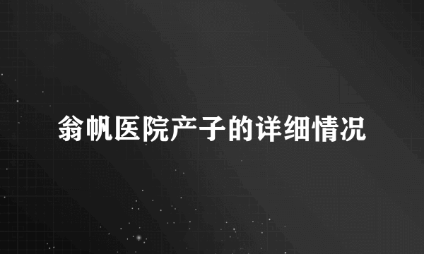 翁帆医院产子的详细情况
