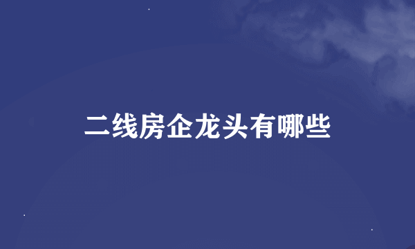 二线房企龙头有哪些