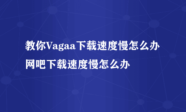 教你Vagaa下载速度慢怎么办网吧下载速度慢怎么办