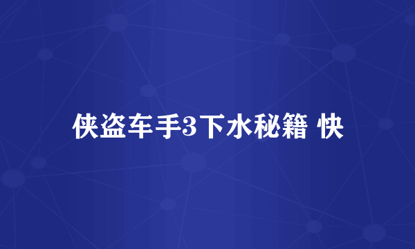 侠盗车手3下水秘籍 快