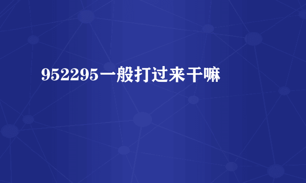 952295一般打过来干嘛
