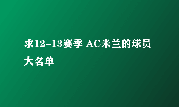 求12-13赛季 AC米兰的球员大名单