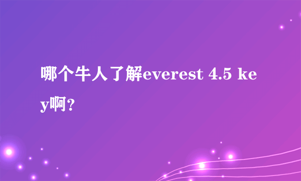 哪个牛人了解everest 4.5 key啊？