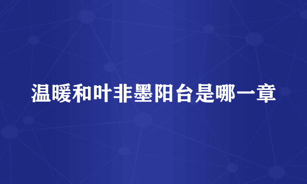 温暖和叶非墨阳台是哪一章
