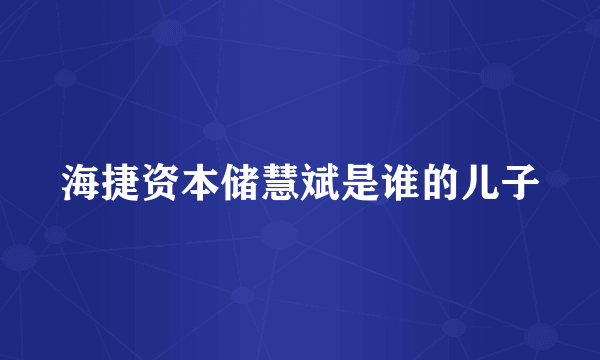 海捷资本储慧斌是谁的儿子