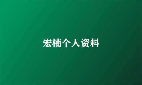 宏楠个人资料