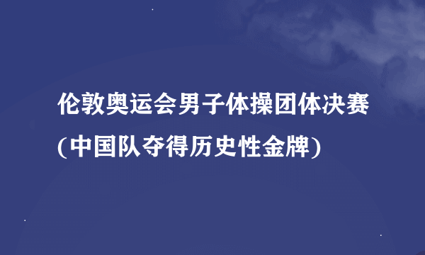 伦敦奥运会男子体操团体决赛(中国队夺得历史性金牌)