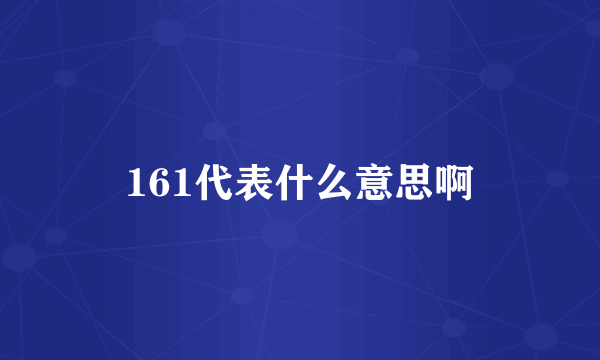 161代表什么意思啊