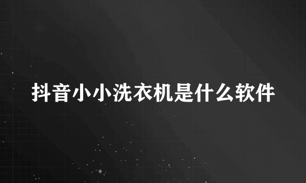 抖音小小洗衣机是什么软件
