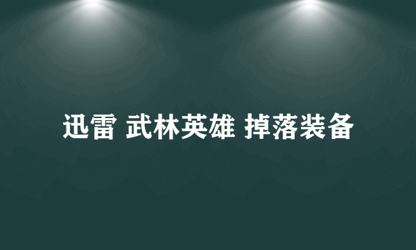 迅雷 武林英雄 掉落装备