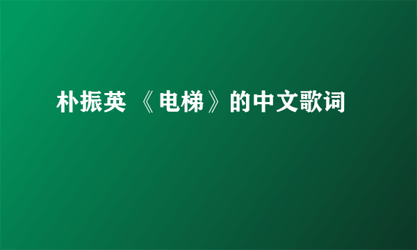 朴振英 《电梯》的中文歌词