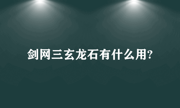 剑网三玄龙石有什么用?
