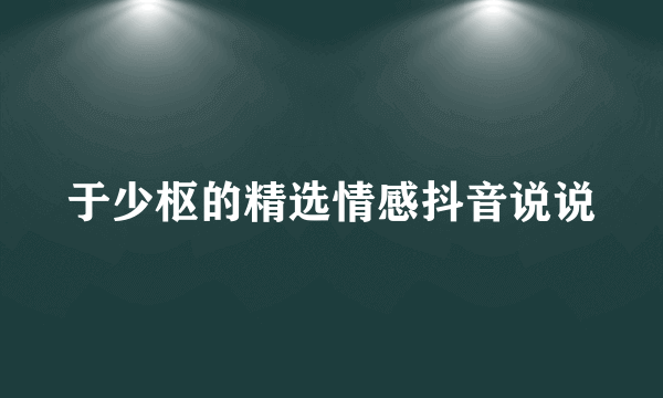 于少枢的精选情感抖音说说
