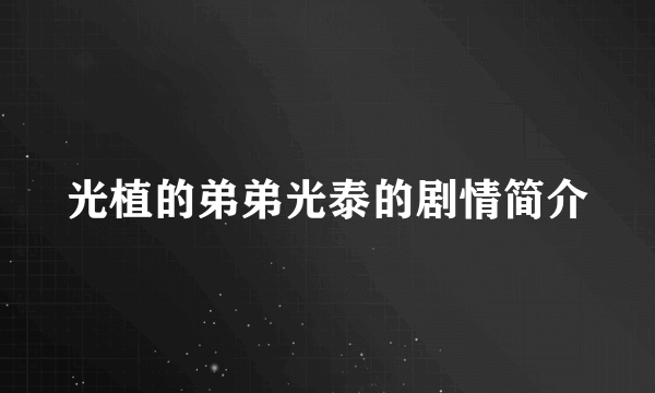 光植的弟弟光泰的剧情简介