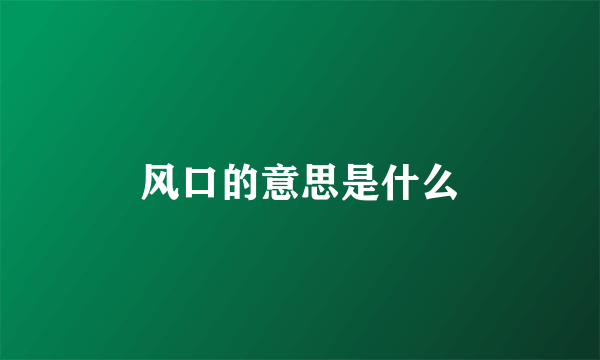 风口的意思是什么