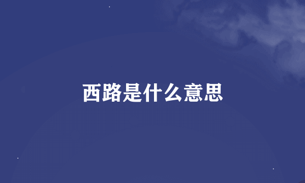 西路是什么意思
