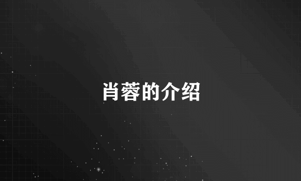 肖蓉的介绍