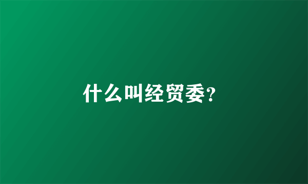 什么叫经贸委？