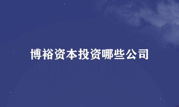 博裕资本投资哪些公司