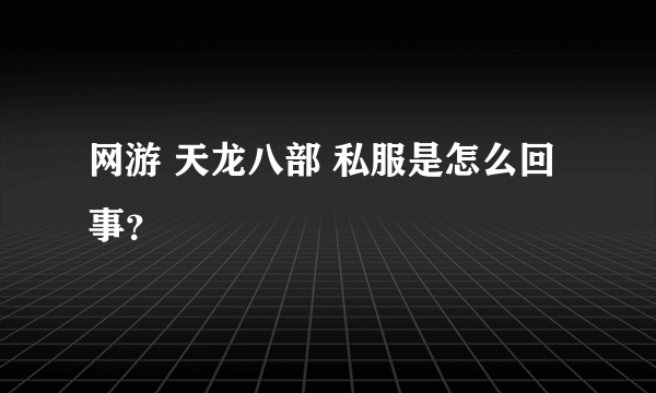 网游 天龙八部 私服是怎么回事？