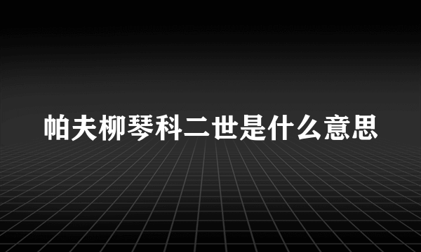 帕夫柳琴科二世是什么意思