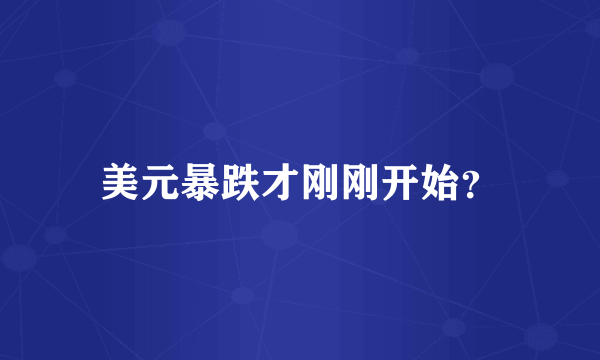 美元暴跌才刚刚开始？