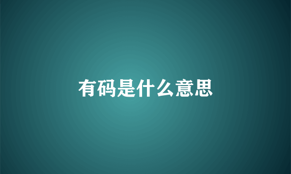 有码是什么意思