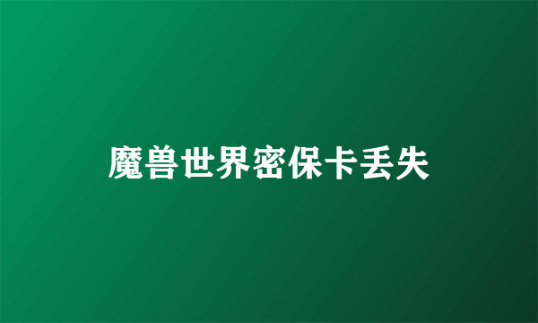 魔兽世界密保卡丢失