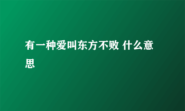 有一种爱叫东方不败 什么意思