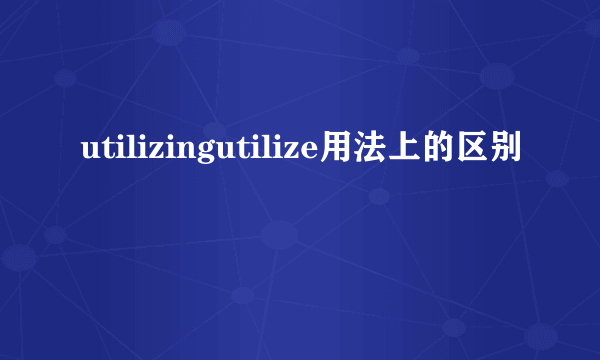 utilizingutilize用法上的区别