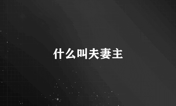 什么叫夫妻主