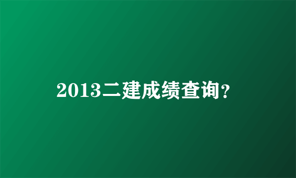 2013二建成绩查询？