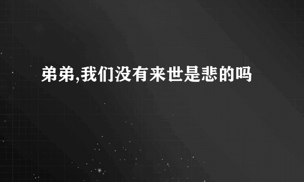 弟弟,我们没有来世是悲的吗