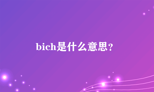 bich是什么意思？