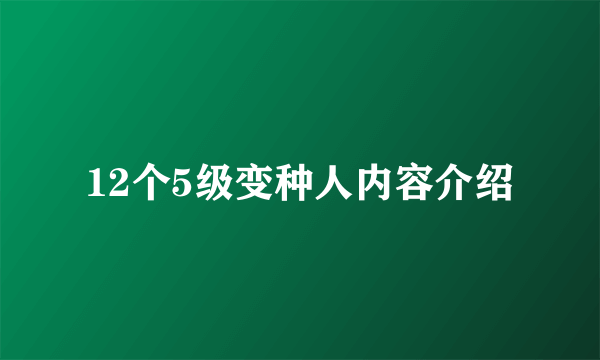 12个5级变种人内容介绍