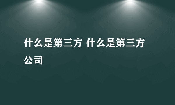 什么是第三方 什么是第三方公司