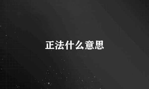 正法什么意思
