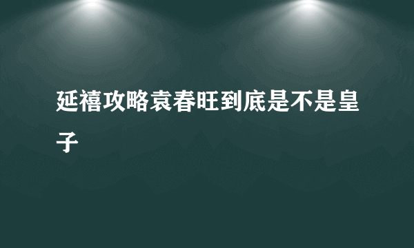 延禧攻略袁春旺到底是不是皇子