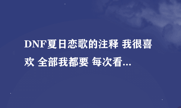 DNF夏日恋歌的注释 我很喜欢 全部我都要 每次看到上边的话 心里软软的