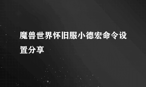 魔兽世界怀旧服小德宏命令设置分享