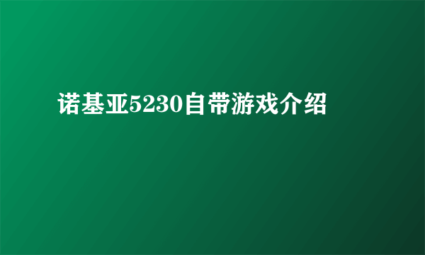诺基亚5230自带游戏介绍