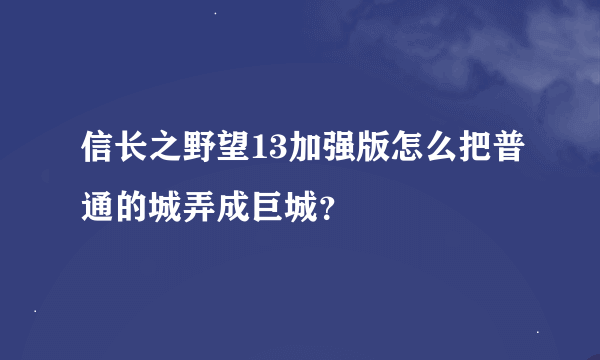 信长之野望13加强版怎么把普通的城弄成巨城？