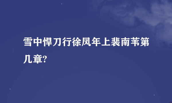 雪中悍刀行徐凤年上裴南苇第几章?