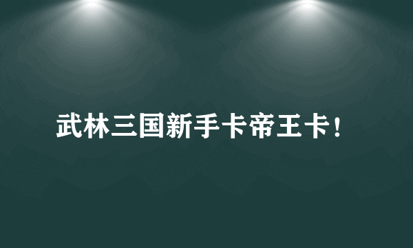 武林三国新手卡帝王卡！