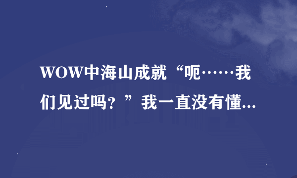 WOW中海山成就“呃……我们见过吗？”我一直没有懂，这玩意到底怎么做